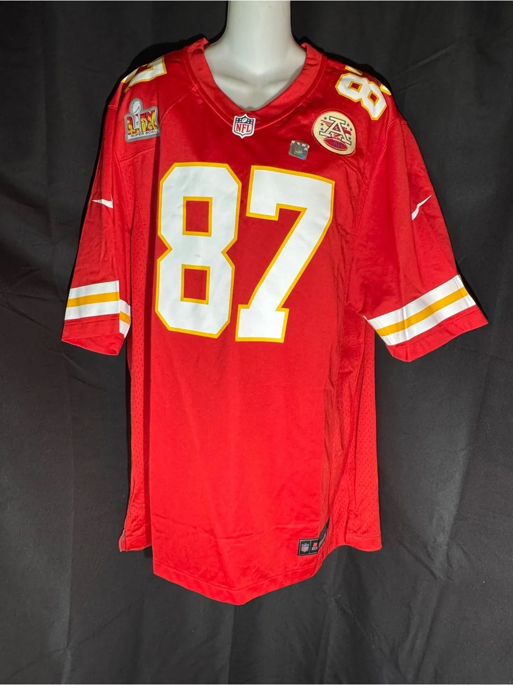 Nike Men’s Kansas City Chiefs Red #87 Football Jersey with Yellow/White Accents